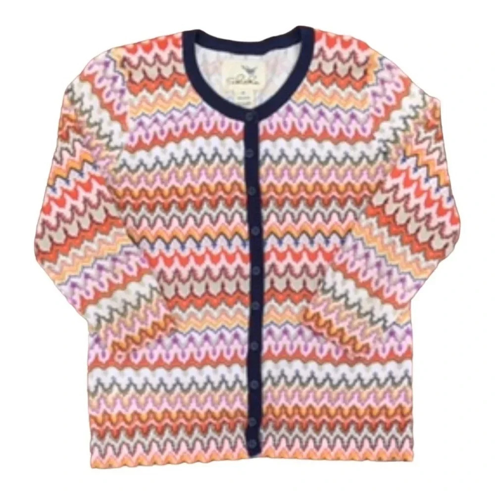 Anthropologie Tabitha Women’s Cardigan Size M Colorful Chevron Pattern